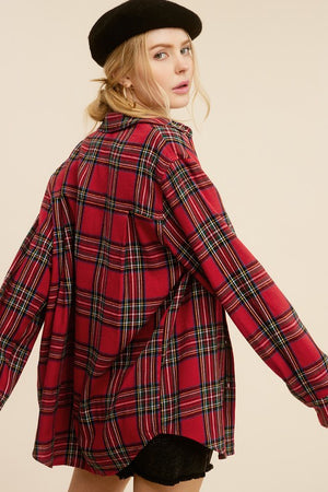 Avril Flannel Shirt in Red or Blue