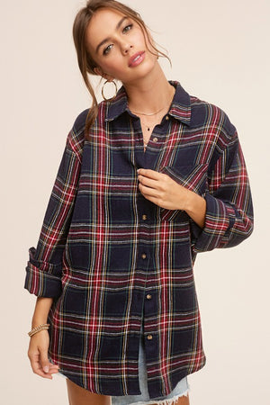 Avril Flannel Shirt in Red or Blue