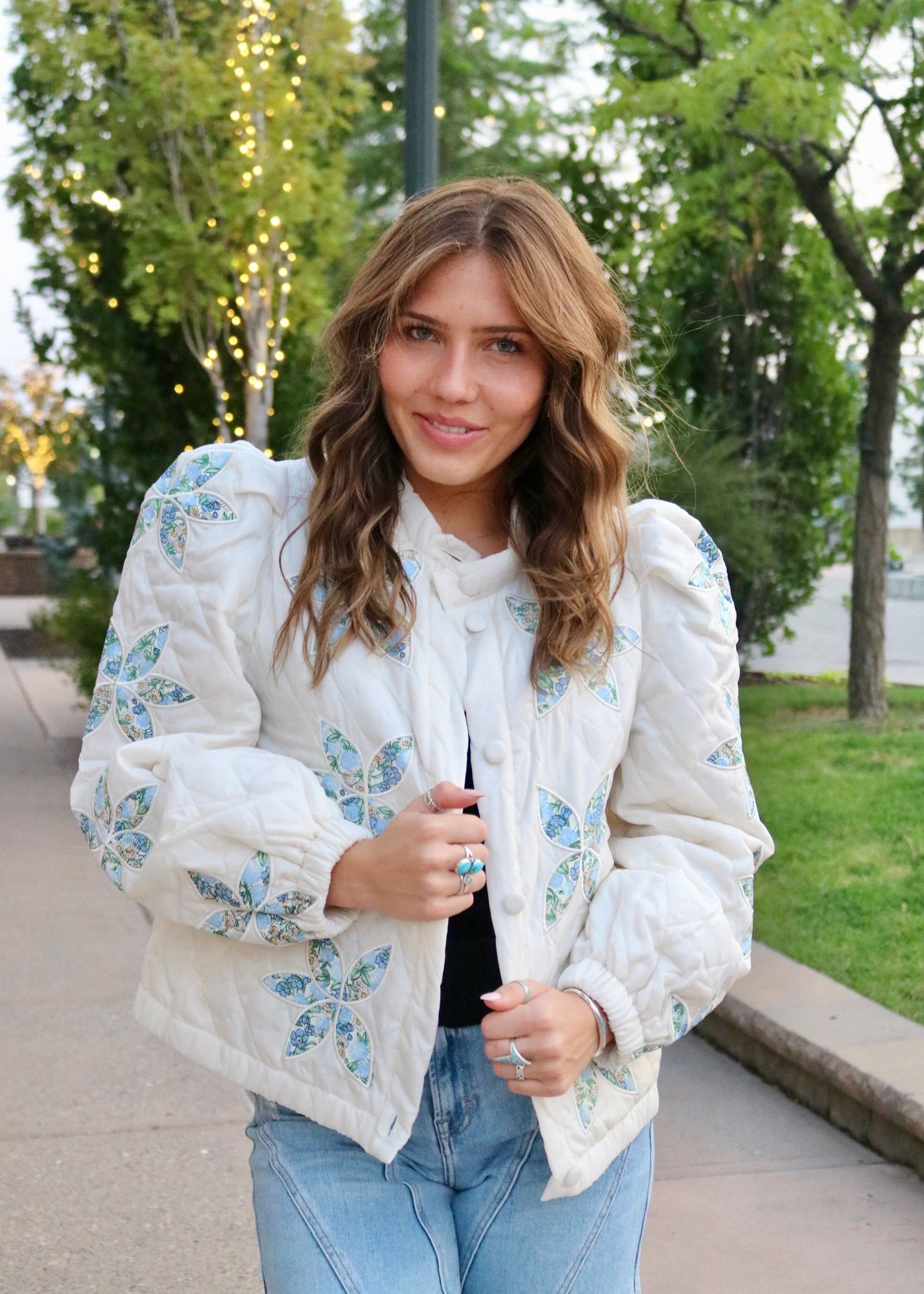 Azure Floral Quilted Jacket