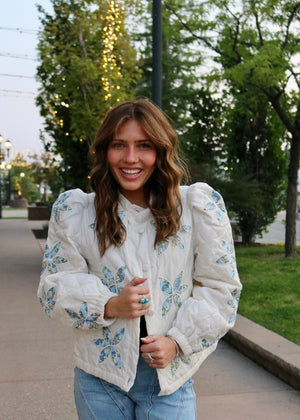 Azure Floral Quilted Jacket