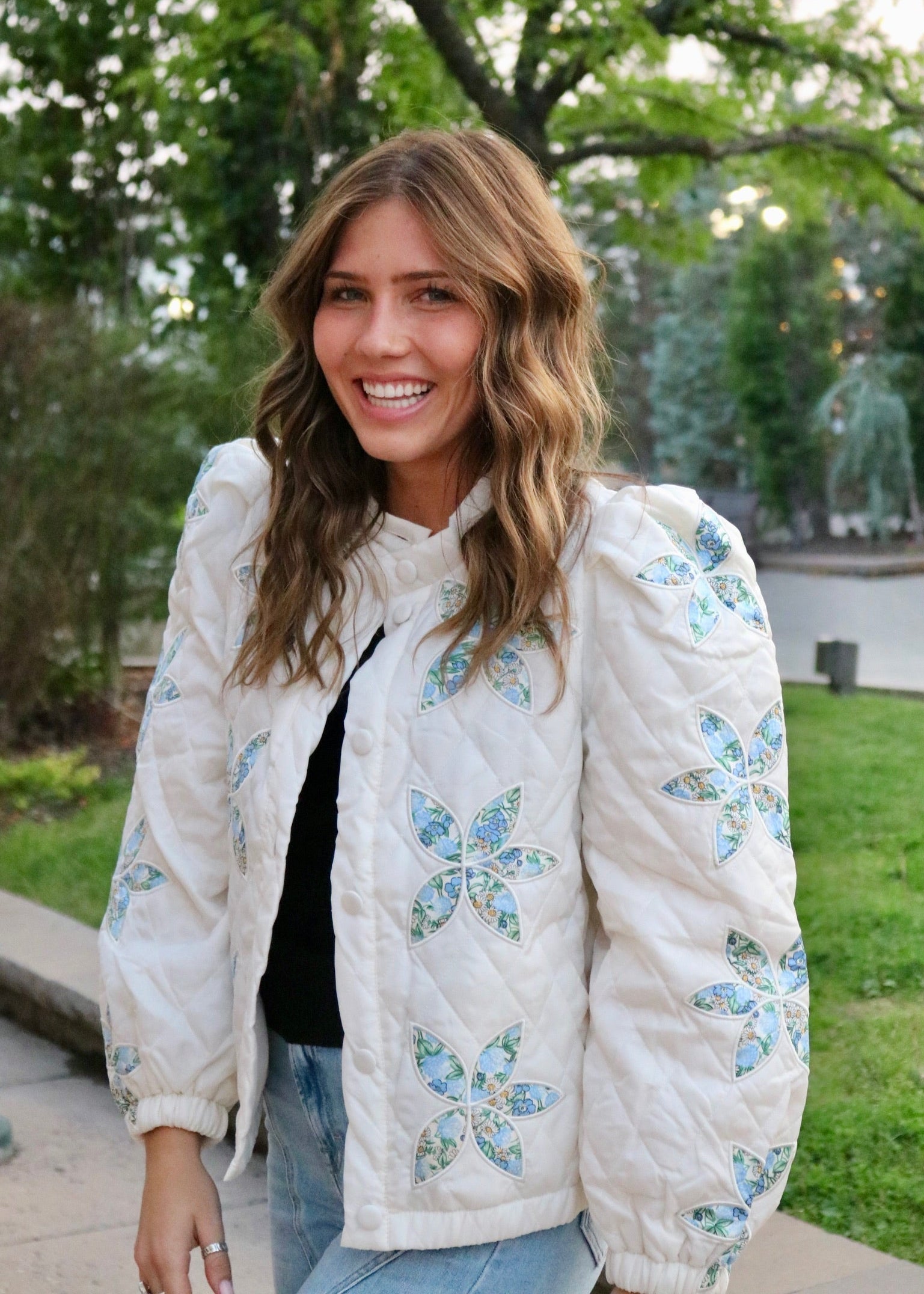 Azure Floral Quilted Jacket