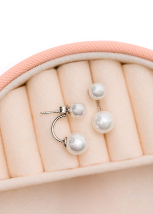 Double Pearl Stud Earrings