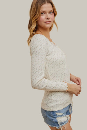 Ditsy Lace Trim Top