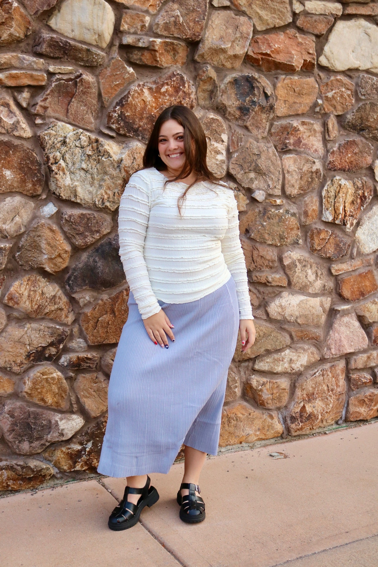 Blue Haze Ribbed Skirt