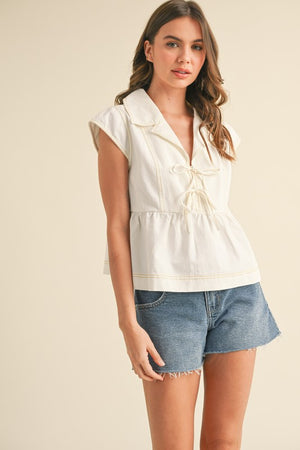 Snow Denim Babydoll Top