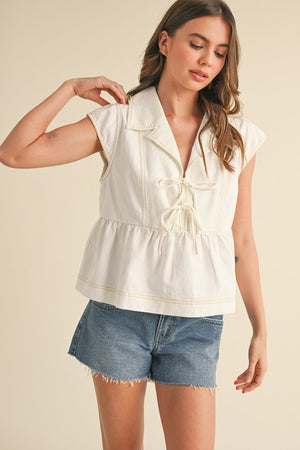 Snow Denim Babydoll Top