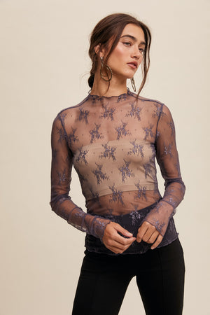 Lace Long Sleeve Layering Top