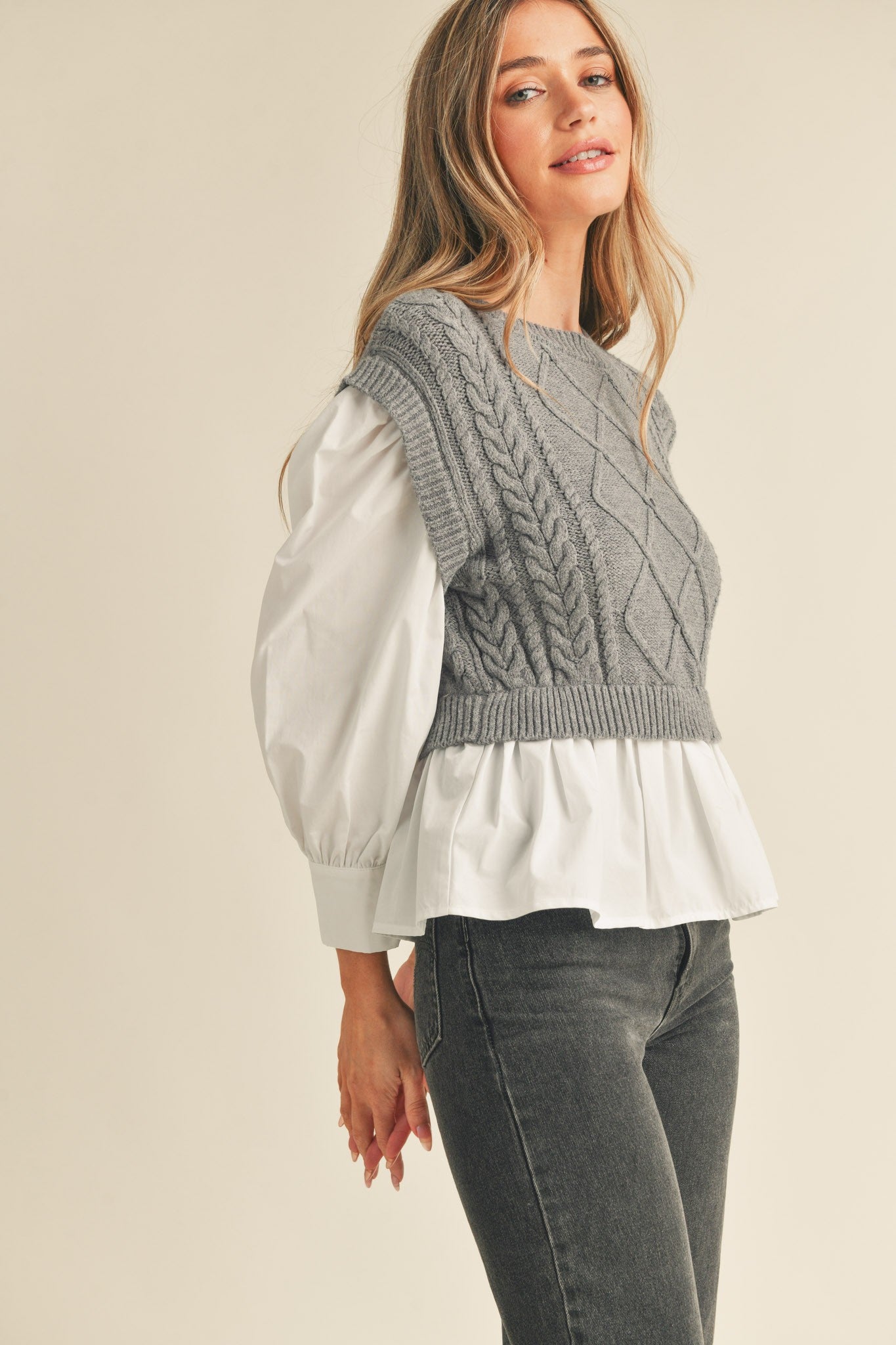 Norah Mixed Media Sweater Top